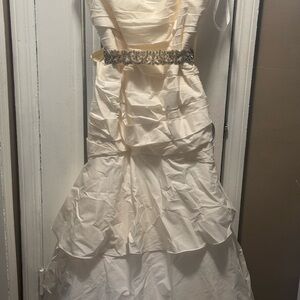 Elegant Cream Ruffled Gown